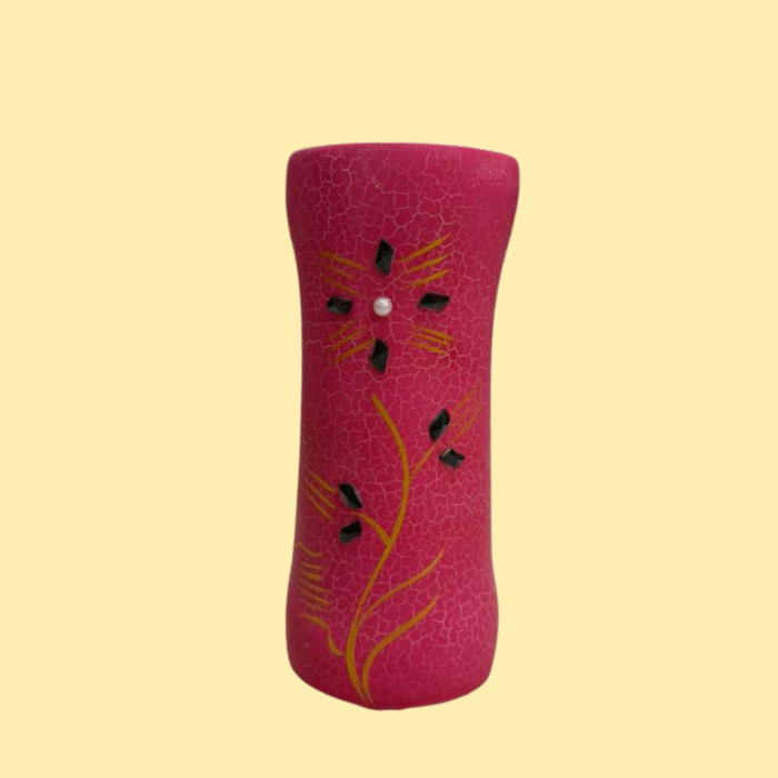 Handcrafted Pink Decorative Flower Vase with Crystal Accents